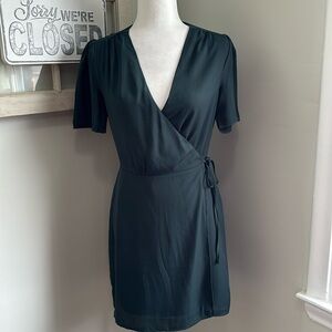 Fashion Union TALL Wrap Mini Dress Forrest Green NWT